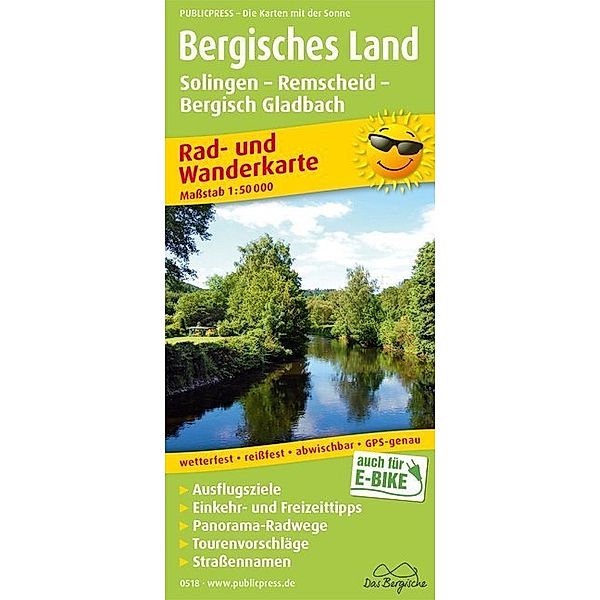 PUBLICPRESS Rad- und Wanderkarte Bergisches Land, Solingen - Remscheid - Bergisch Gladbach