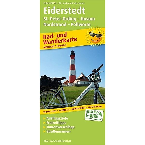 PublicPress Rad- und Wanderkarte Eiderstedt, St. Peter-Ording - Husum, Nordstrand - Pellworm