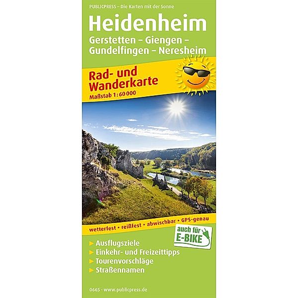 PublicPress Rad- und Wanderkarte Heidenheim, Gerstetten - Giengen - Gundelfingen - Neresheim