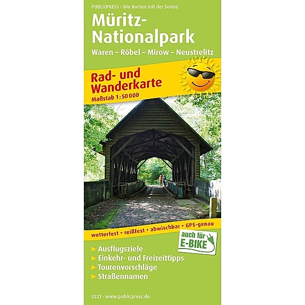 PublicPress Rad- und Wanderkarte Müritz-Nationalpark, Waren - Röbel - Mirow - Neustrelitz