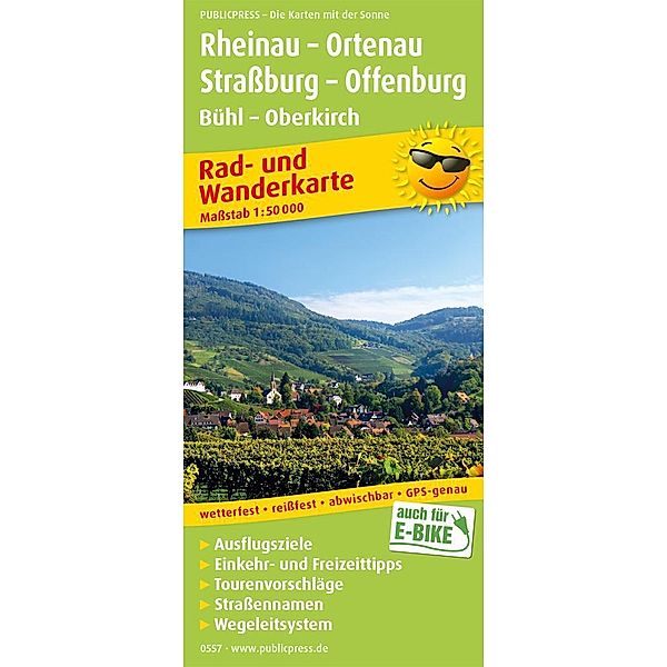 PublicPress Rad- und Wanderkarte Rheinau - Ortenau, Straßburg - Offenburg, Bühl - Oberkirch