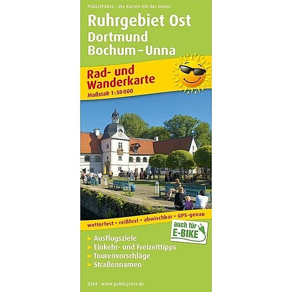 PublicPress Rad- und Wanderkarte Ruhrgebiet Ost, Dortmund, Bochum - Unna