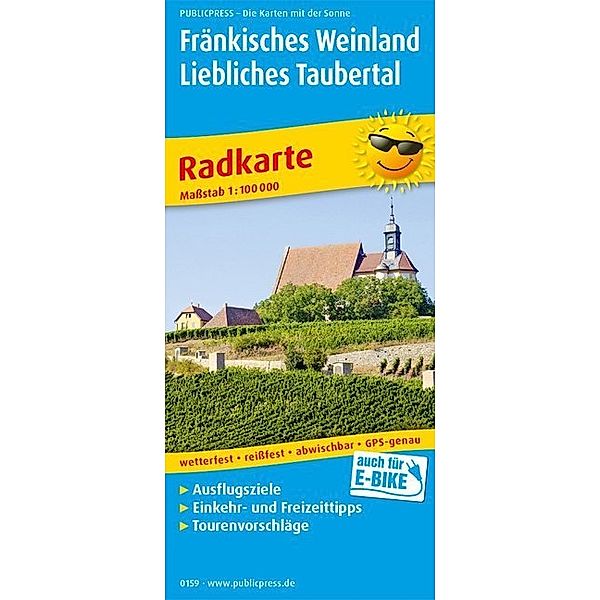 PublicPress Radkarte Fränkisches Weinland - Liebliches Taubertal, Würzburg - Tauberbischofsheim