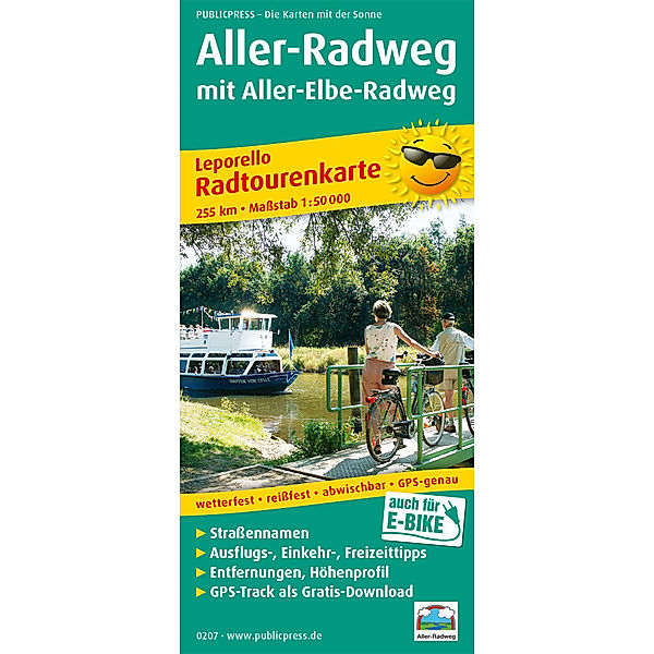 PublicPress Radwanderkarte Aller-Radweg mit Aller-Elbe-Radweg, 27 Teilktn.,Auch für E-Bike