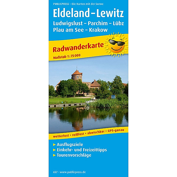 PublicPress Radwanderkarte Eldeland - Lewitz, Ludwigslust - Parchim - Lübz - Plau am See - Krakow