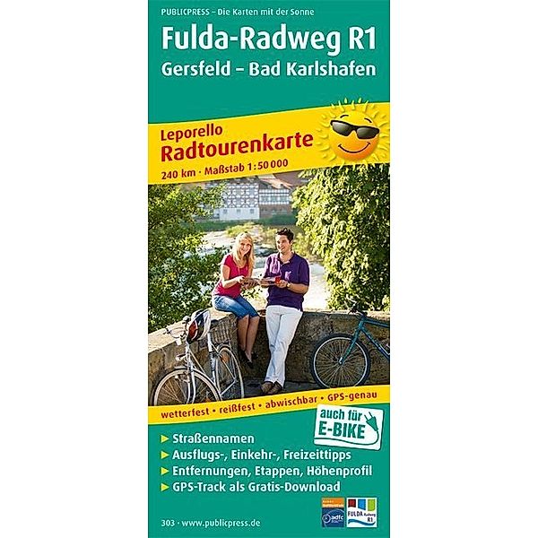 PublicPress Radwanderkarte Fulda-Radweg R1, Gersfeld - Bad Karlshafen