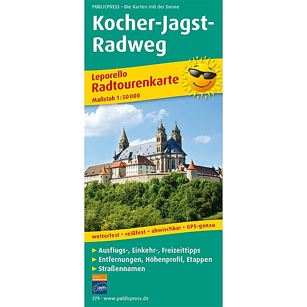 PublicPress Radwanderkarte Kocher-Jagst-Radweg, 26 Teilktn.