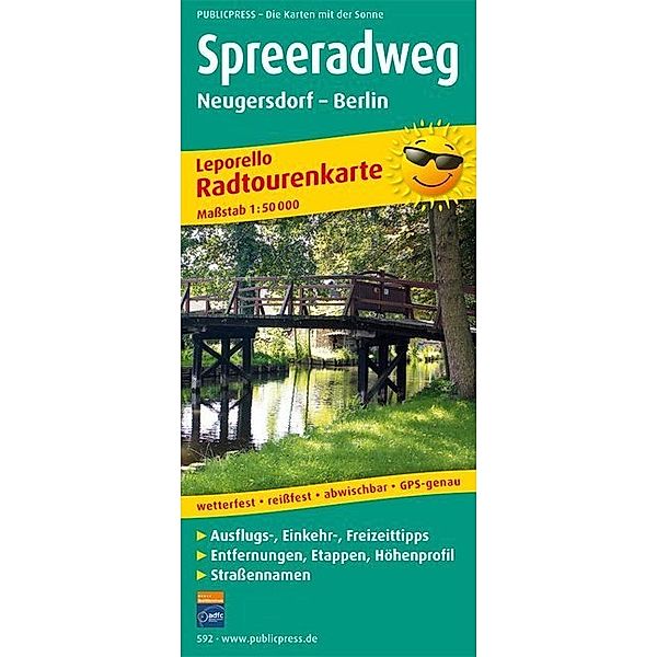 PublicPress Radwanderkarte Leporello Spreeradweg, Neugersdorf - Berlin, 31 Teilktn.