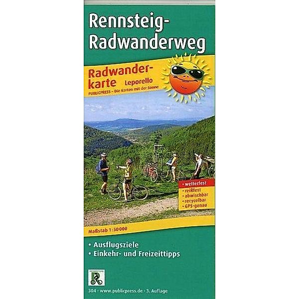 PublicPress Radwanderkarte Rennsteig-Radwanderweg, 16 Teilktn.