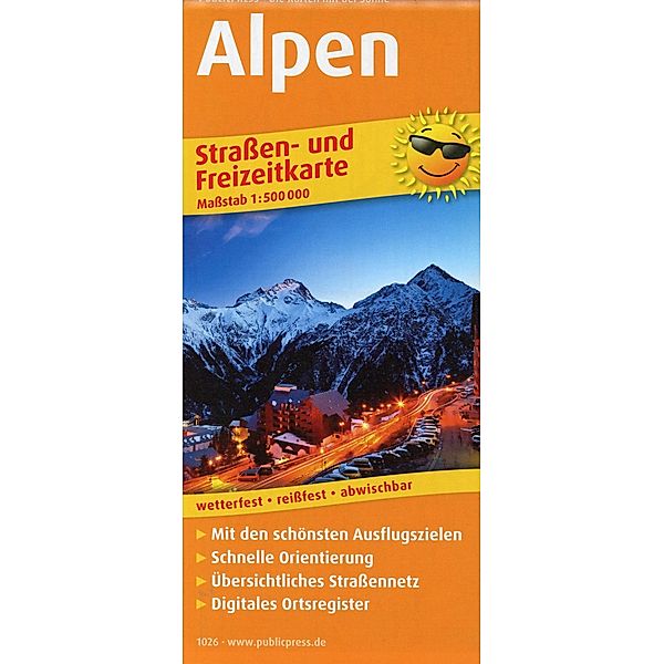 PUBLICPRESS Straßen- und Freizeitkarte Alpen