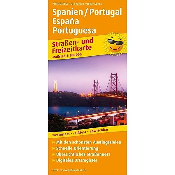 PUBLICPRESS Strassen- und Freizeitkarte Spanien / Portugal, España, Portuguesa