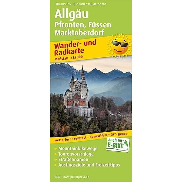 PublicPress Wander- und Radkarte Allgäu, Pfronten, Füssen, Marktoberdorf