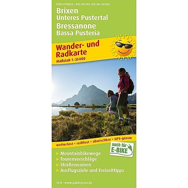 PublicPress Wander- und Radkarte Brixen, Unteres Pustertal / Bressanone, Bassa Pusteria