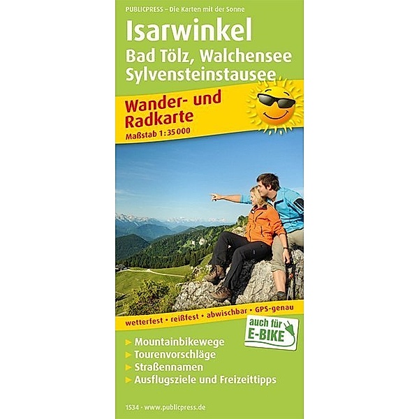PublicPress Wander- und Radkarte Isarwinkel, Bad Tölz, Walchensee, Sylvensteinstausee