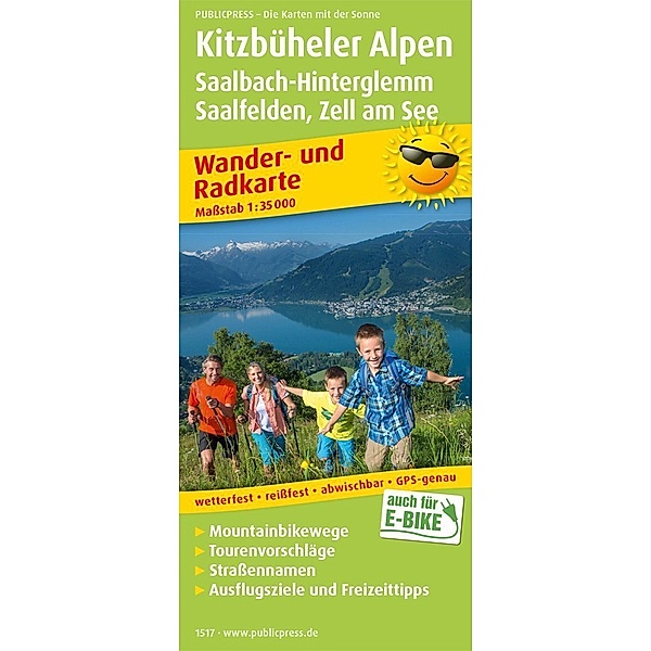 PublicPress Wander- und Radkarte Kitzbüheler Alpen, Saalbach-Hinterglemm, Saalfelden, Zell am See