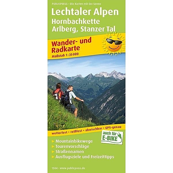 PublicPress Wander- und Radkarte Lechtaler Alpen, Hornbachkette, Arlberg, Stanzer Tal