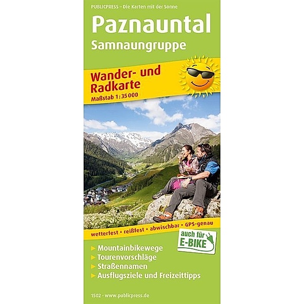 PublicPress Wander- und Radkarte Paznauntal, Samnaungruppe