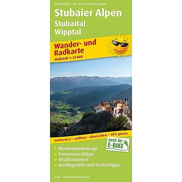 PublicPress Wander- und Radkarte Stubaier Alpen, Stubaital, Wipptal
