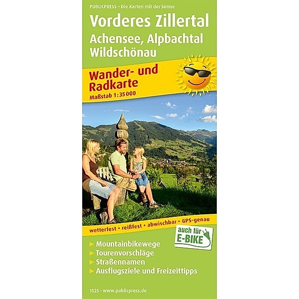 PublicPress Wander- und Radkarte Vorderes Zillertal, Achensee, Alpbachtal, Wildschönau