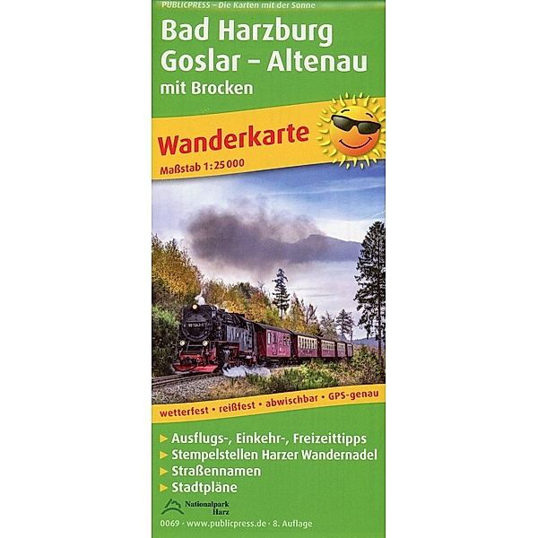 PUBLICPRESS Wanderkarte Bad Harzburg, Goslar, Altenau mit Brocken