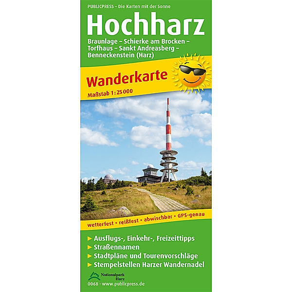 PublicPress Wanderkarte Hochharz, Braunlage - Schierke - Torfhaus - St. Andreasberg - Benneckenstein