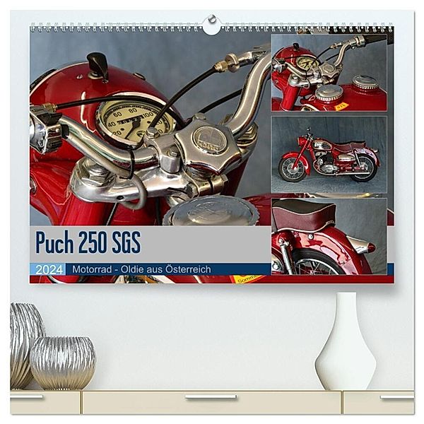 Puch 250 SGS Motorrad - Oldie aus Österreich (hochwertiger Premium Wandkalender 2024 DIN A2 quer), Kunstdruck in Hochglanz, Ingo Laue