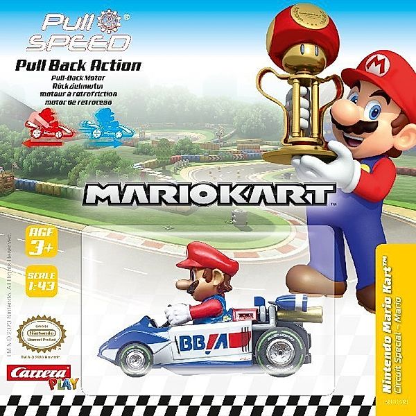 Carrera Toys Pull and Speed MARIO KART Special Cars, 4Styles assorted
