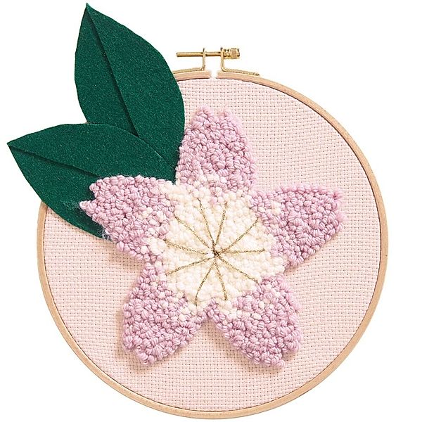 RICO-Design tap Punch Needle Packung Kirschblüte Blatt grün, Bild Ø 21,5 cm
