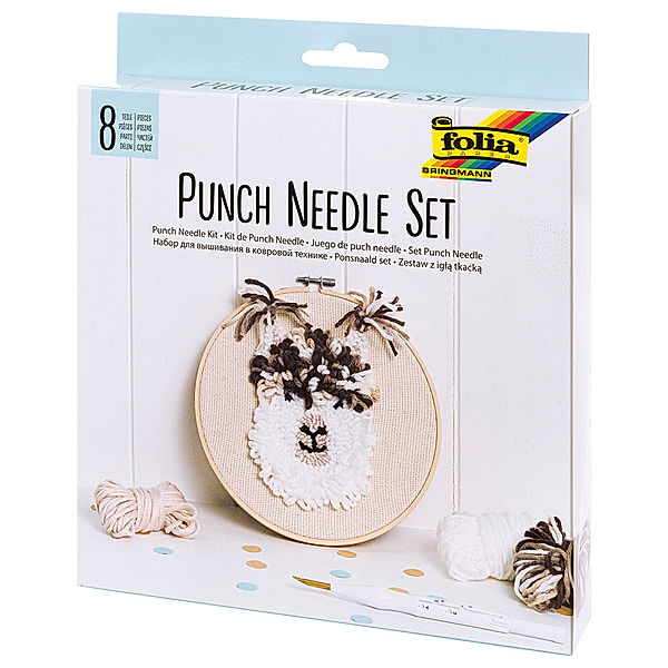 folia Punch-Needle-Set ALPAKA 8-teilig in weiss/beige