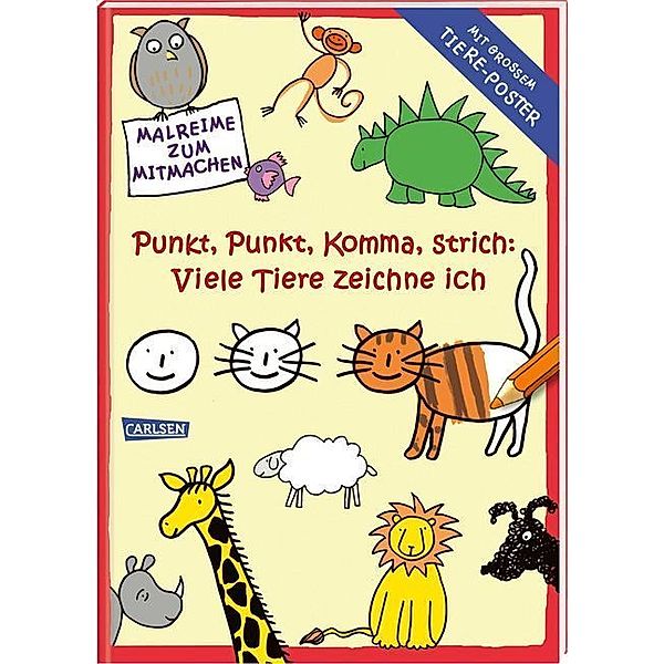 Punkt, Punkt, Komma Strich: Viele Tiere zeichne ich, mit grossem Tiere-Poster, Katja Mensing