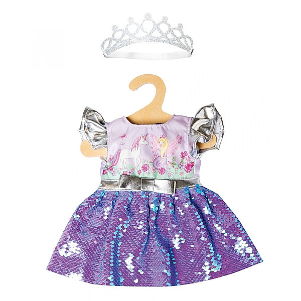 Heless Puppen-Kleid FEE & EINHORN (28-35 cm) 2-teilig mit Wende-Pailetten