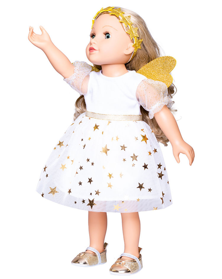 Puppen-Kleid SCHUTZENGEL 28-35 cm mit Sternen-Haarband kaufen