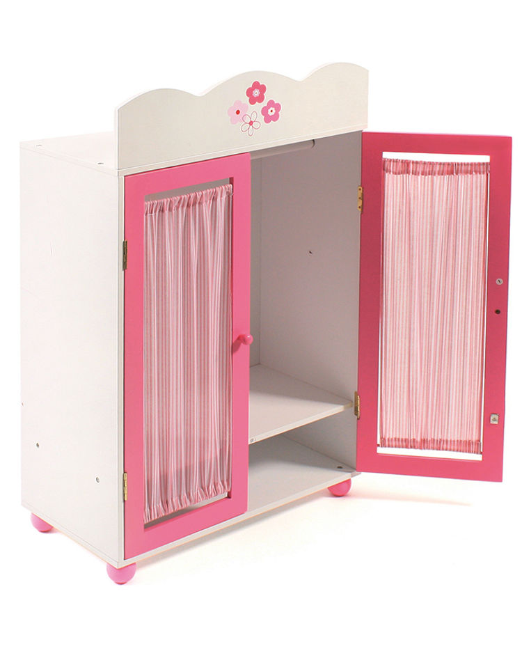 Puppen-Kleiderschrank FIORI BIANCO aus Holz in rosa kaufen