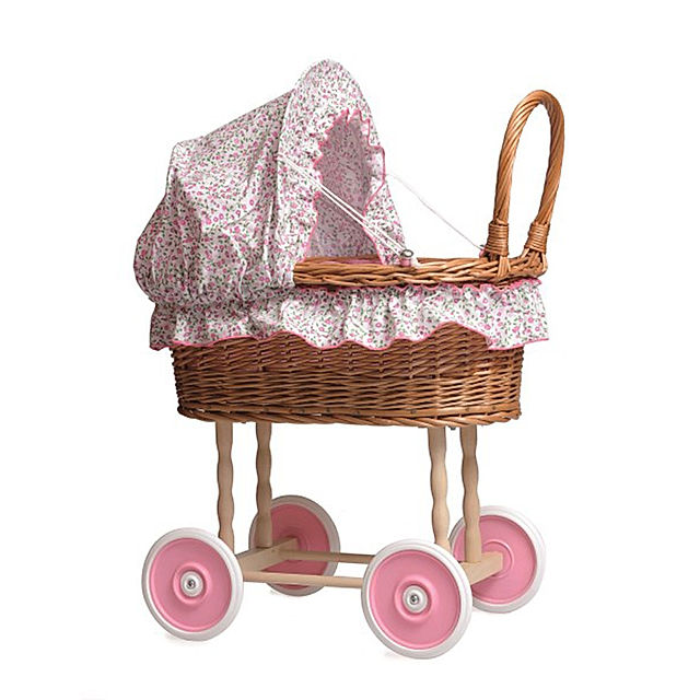 Puppen-Stubenwagen BLUMEN in rosa kaufen | tausendkind.de