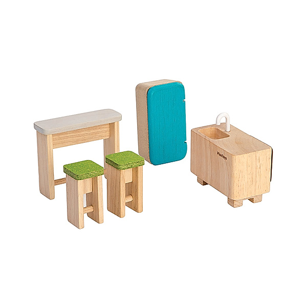 Plan Toys Puppenhaus-Möbel KÜCHE 5-teilig aus Holz
