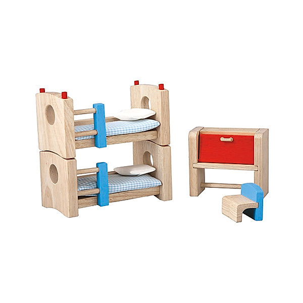 Plan Toys Puppenhaus-Möbel NEO – KINDERZIMMER 8-teilig aus Holz