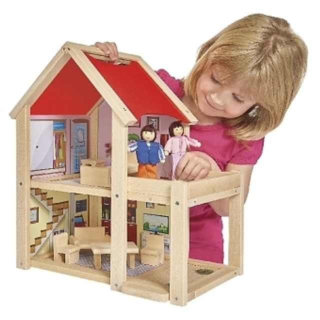 Puppenhaus ZU HAUSE 9-teilig aus Holz kaufen | tausendkind.ch