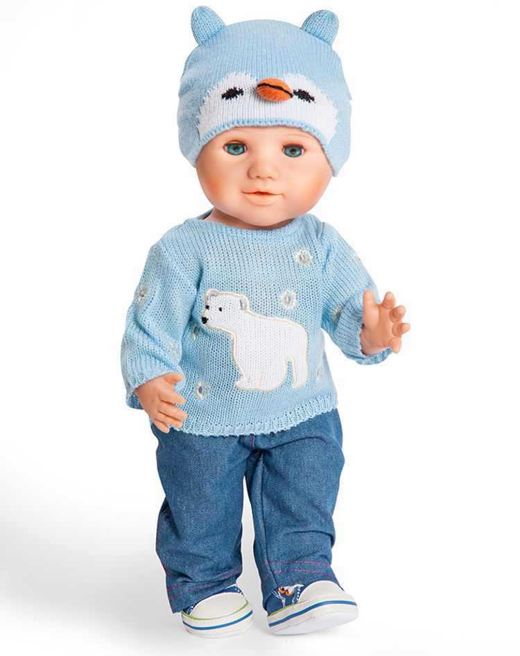 Puppenkleidung PULLOVER MIT JEANS – EISBÄR 35-45cm in blau kaufen