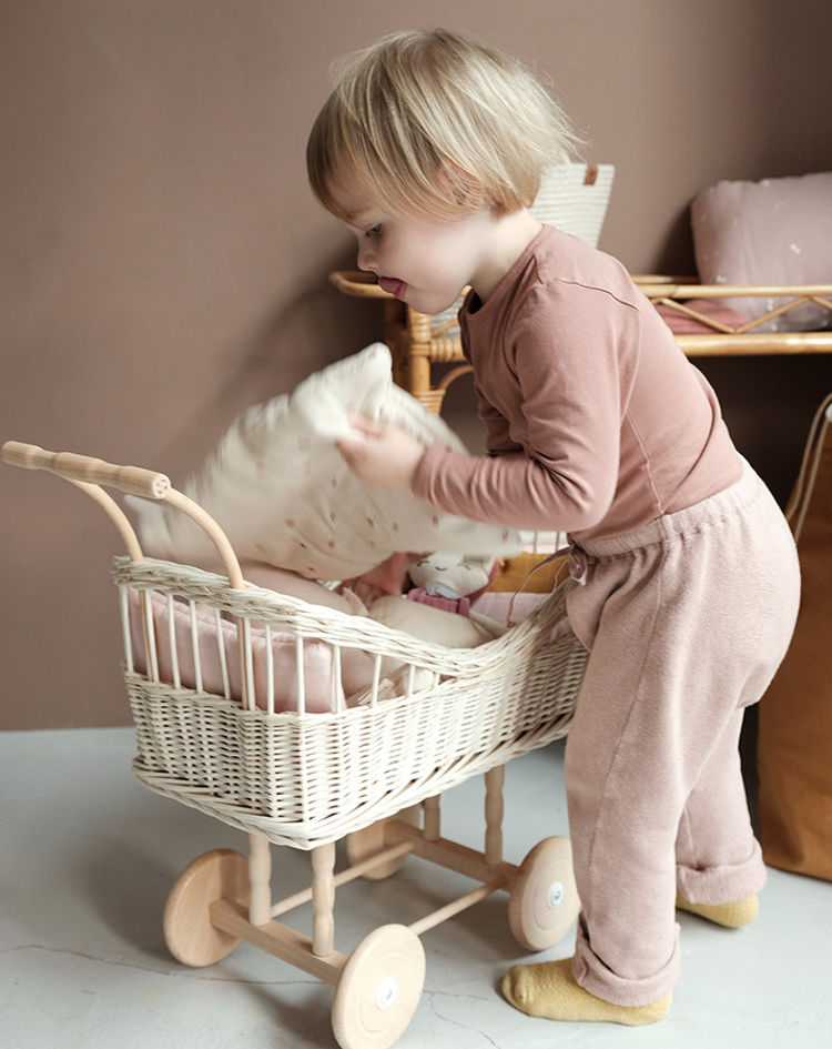 Puppenwagen NOSTALGIE aus Holz in weiß kaufen | tausendkind.de
