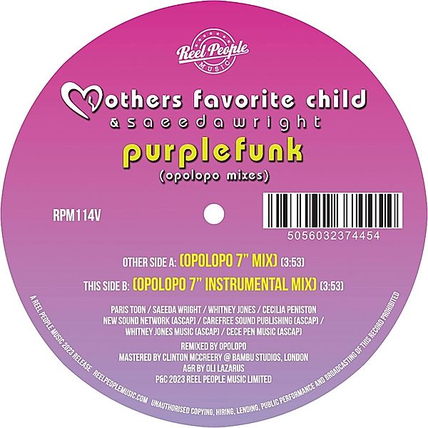 Purple Funk (Opoloppo Remixes), Mothers Favorite Child & Saeeda Wright