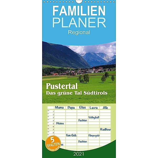 Pustertal - Das grüne Tal Südtirols - Familienplaner hoch (Wandkalender 2021 , 21 cm x 45 cm, hoch), LianeM