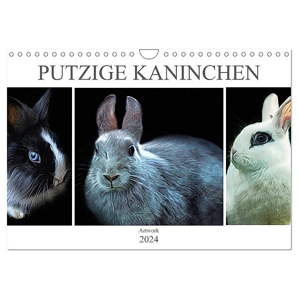 Putzige Kaninchen - Artwork (Wandkalender 2024 DIN A4 quer), CALVENDO Monatskalender, Liselotte Brunner-Klaus