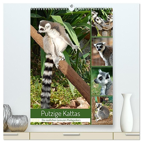 Putzige Kattas (hochwertiger Premium Wandkalender 2024 DIN A2 hoch), Kunstdruck in Hochglanz, Claudia Kleemann