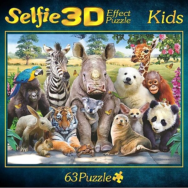 Puzzle 3D Effekt Erlebnis Zoo Selfie 63 Teile