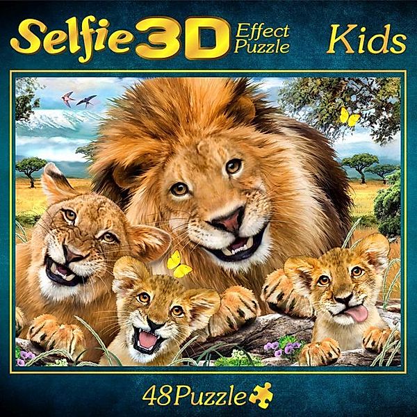 Puzzle 3D Effekt Löwenkönig Selfie 48 Teile
