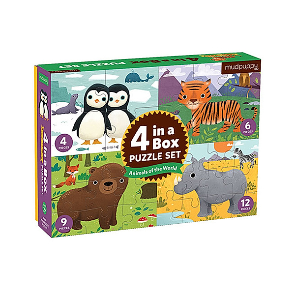 Mudpuppy Puzzle ANIMALS OF THE WORLD 4/6/9/12-teilig