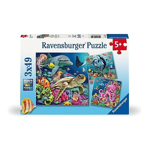 Ravensburger Verlag Puzzle BEZAUBERNDE UNTERWASSERWELT (3x49 Teile)
