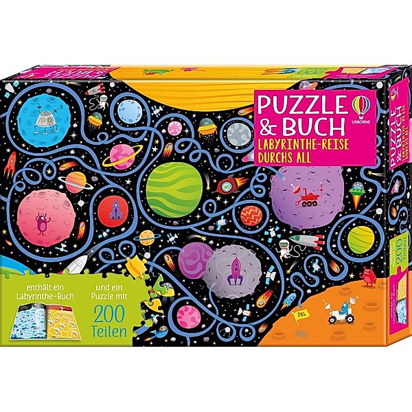 Usborne Verlag Puzzle & Buch: Labyrinthe-Reise durchs All, Sam Smith