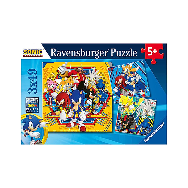 Ravensburger Verlag Puzzle DIE ABENTEUER VON SONIC 3 Stück a 49 Teile