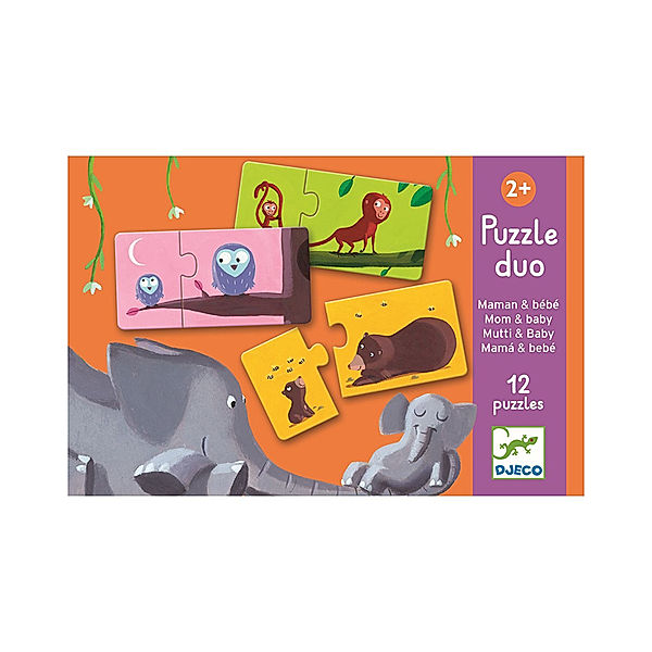 Djeco Puzzle Duo MUTTI & BABY 12x2-teilig in bunt